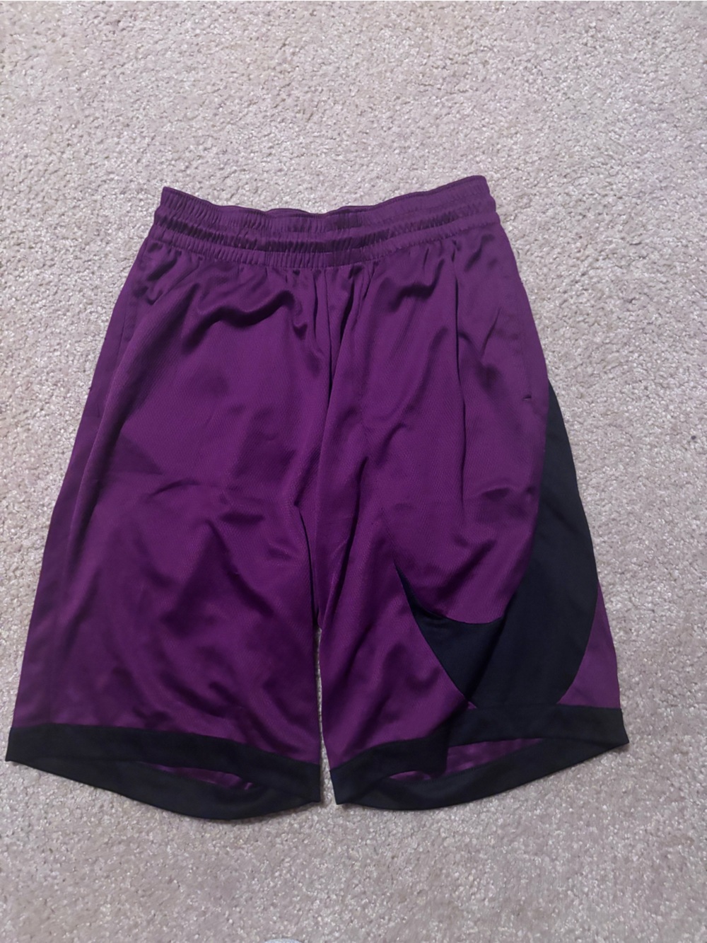 Nike Women's Purple Athletic Shorts with Black Accents